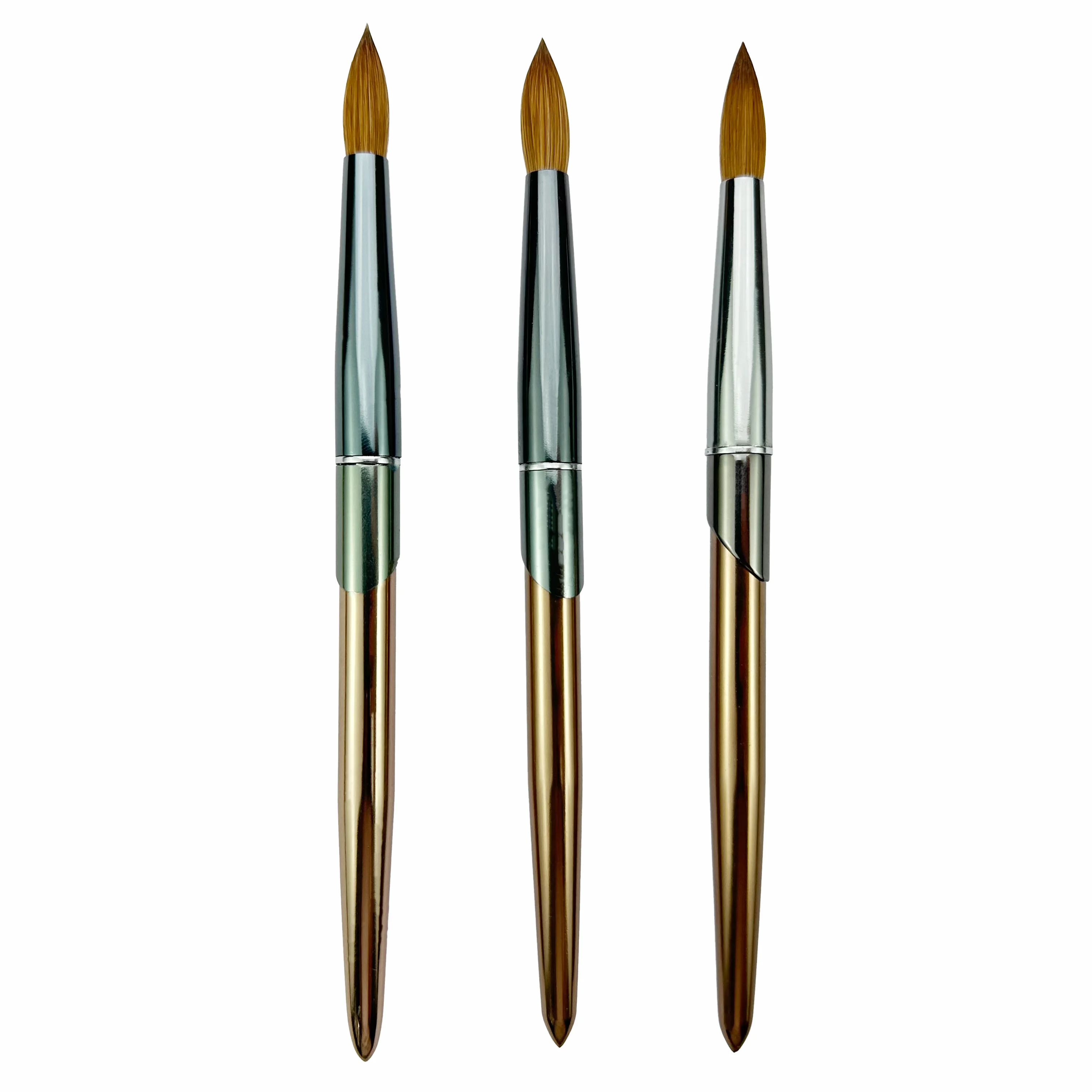 Hot Selling Custom Logo Nail Gel Brush 100% Kolinsky Hair with Metal Handle Acrylic Nail Brush