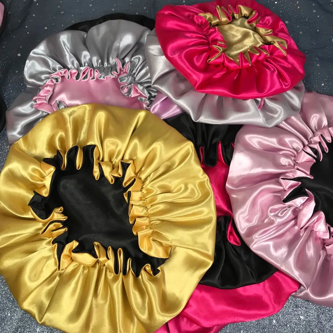 
New Product Designer Satin Hair Bonnets With Logo 
