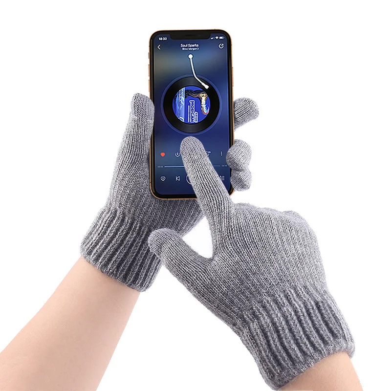 Japan Korea Style 2024 New Cheap Adult Warm Unisex Acrylic Lady Jacquard Touch Screen Gloves Keep Warm Winter Gloves