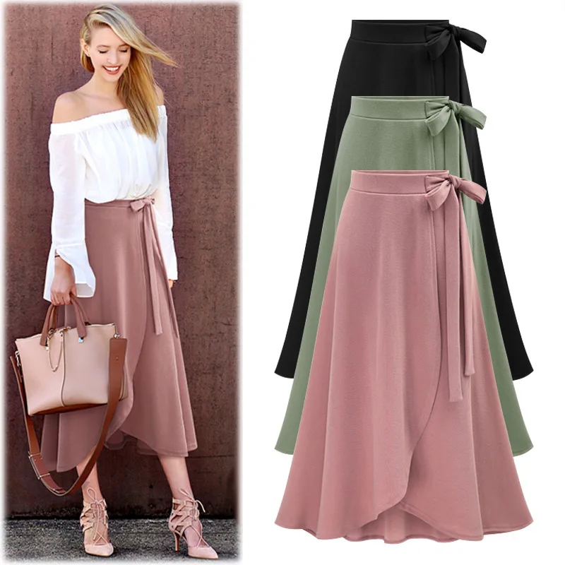 Pretty Large Skirt Long Wrap Skirt Sexy Dinner Dress Clothes Cheap Casual Fat Women Career Dresses Plus Size Elegant Skirt