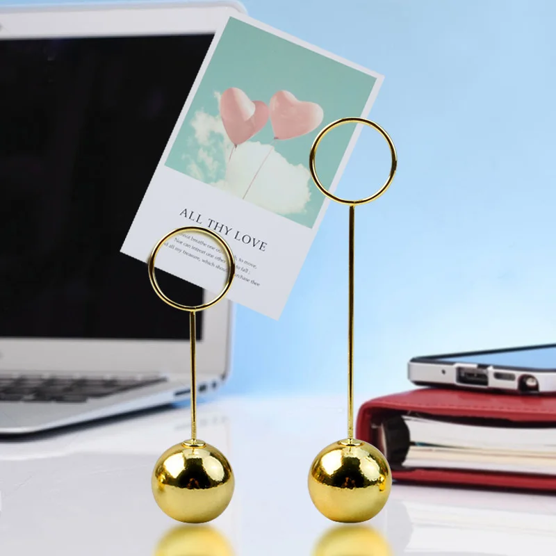 Metal Ball Base Sticky Note Clip Ins Wind Cute Photo Clip Label Holder Diy Desktop Ornaments Sticky Memo Clips