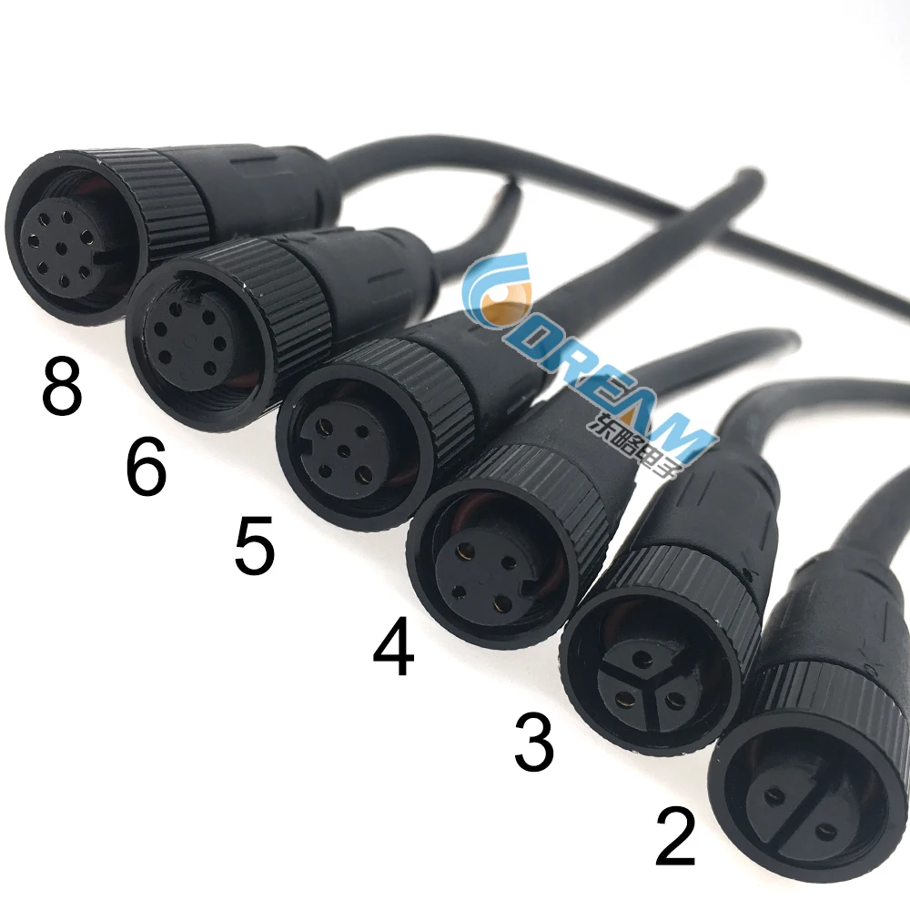 Factory 2 4 5 6 8 Pin M12 Waterproof Connector Electrical Wire With Molded Circular CQC Waterproof IP68 Cable Connector