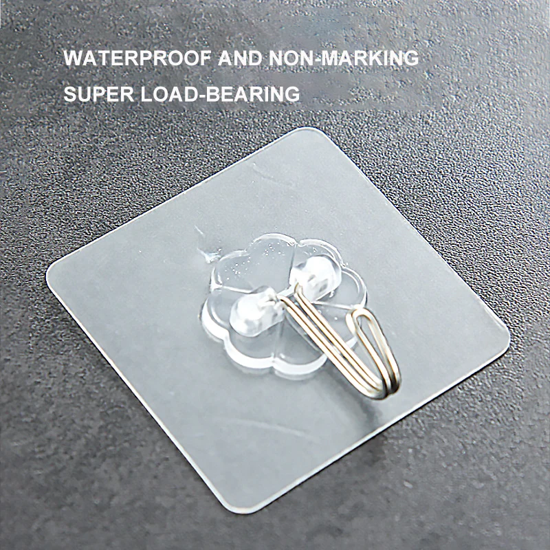 60mm*60mm Kitchen Bathroom Plastic Adhesive Hook Wall Sticky Mount Hanger Rack Accessories Wall Storage Hangers
