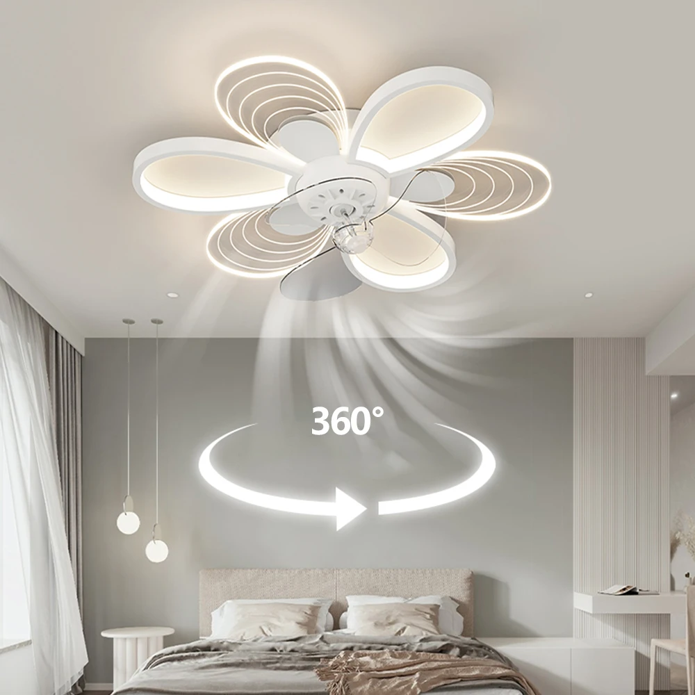 Ceiling Fan Retractable Blade Chandelier Fan Ceiling 3-color Change Light Led Fan Lamp With Remote Control