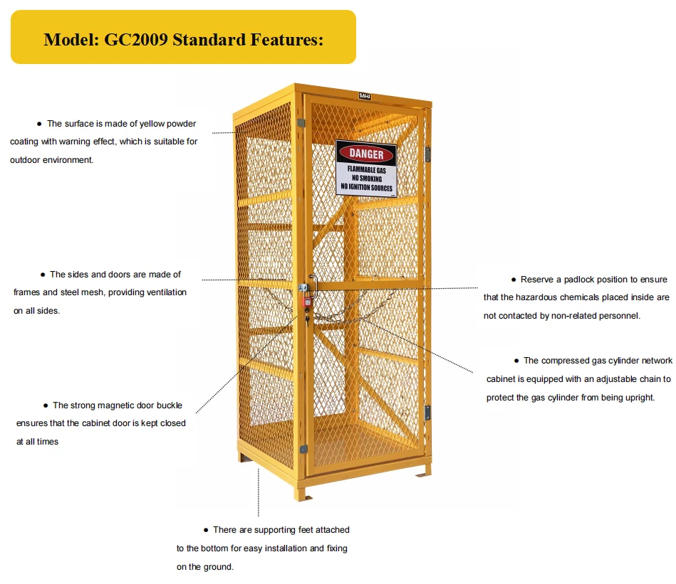 SAI-U Factory provided Mesh gas cylinder cabinet gas bottle storage cage cabinet container with padlock GC2009