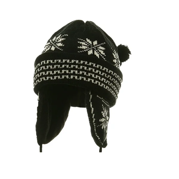 factory hot sale Custom Jacquard earflap Winter Knitted Hats warm beanie With soft Tassels