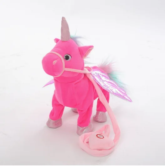 35cm hot selling kawaii plush toy sing and walking electronic unicorn