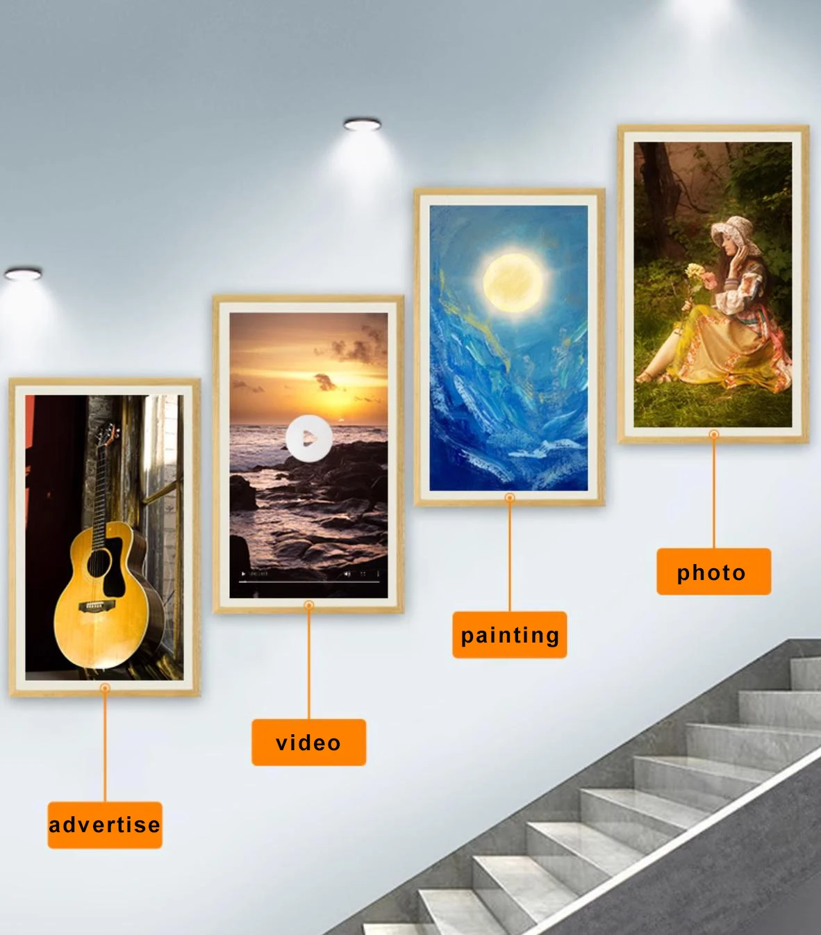 Wholesale Wall Mount 21.5 32 43 55 Inch Large Screen Full Hd Digital Frame Nft Display For Intelligent Art Museum