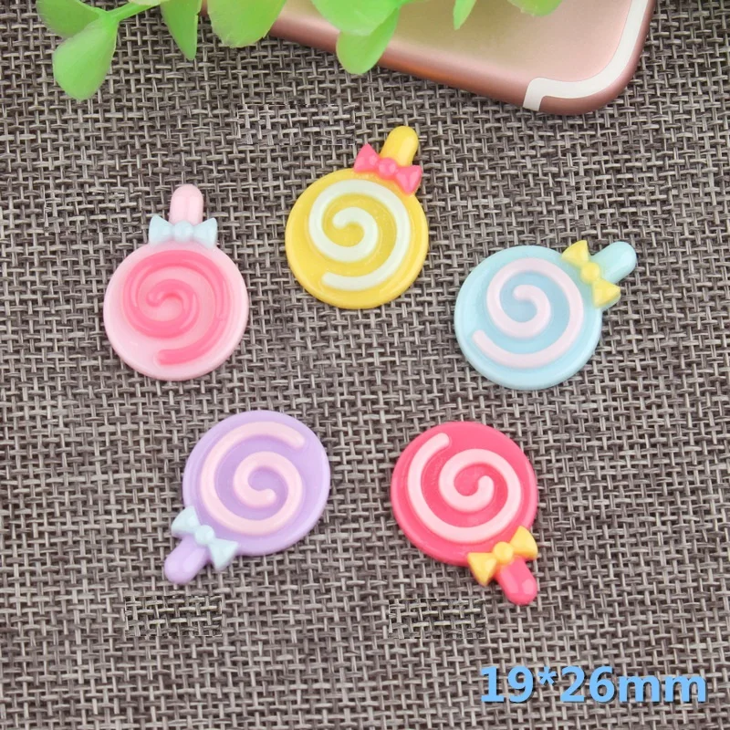 Big Size Rainbow Color Lollipop Resin Cabochon Swirl Sugar Lolly Lollipop Polymer Clay Craft Nail Decoration