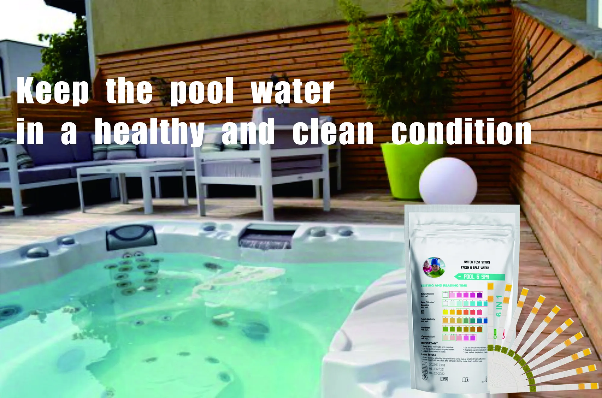 6 in 1 salt water hot tub test kit chlorine test kit pool test