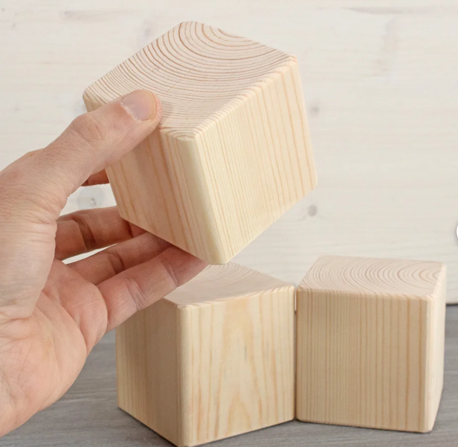 Solid Wooden Cubes Beech Wood Blocks 3cm 5cm polished edge wood cube safe  for kids