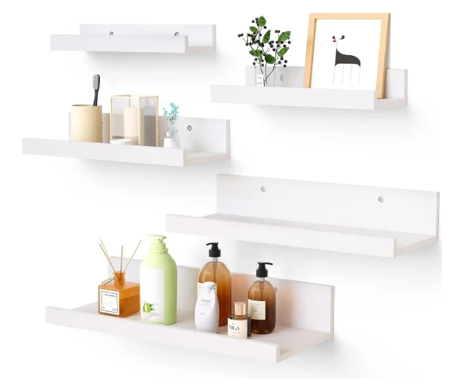 Home Floating Shelves for Wall Decor Storage Set of 5 Wall Mounted Wood Shelves for Bedroom Small Picture Shelves