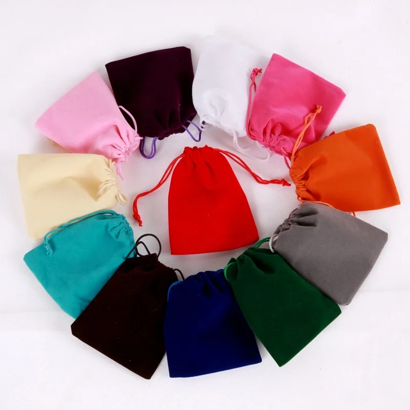 Mini size colorful Jewellery Pouch customized small velvet pink Wedding Gift Bag