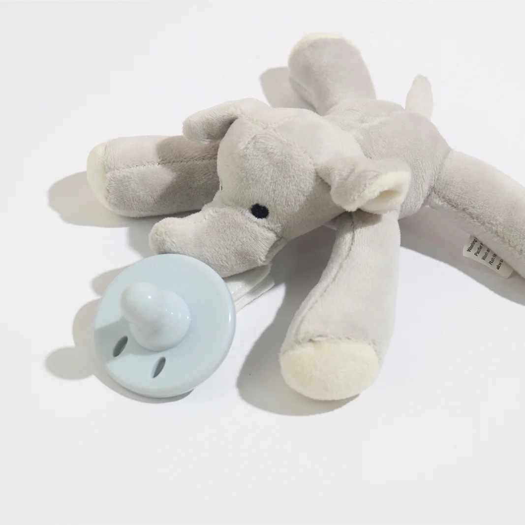 Factory Direct Sale 100% Food Grade Silicone Baby Elephant Pacifier BPA Free  Baby Teething wooden toy
