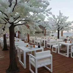 Большое пластиковое искусственное вишневое цветущее растение Белые и розовые цветы цветущее дерево Сакура для украшения сада свадьбы