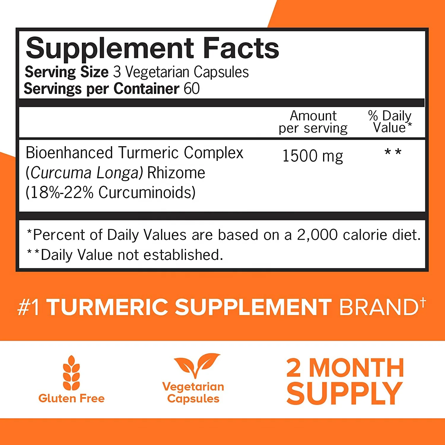 Extra Strength Tumeric & Joint Support Supplement and Ultra High Absorption 1500mg Vegetarian Turmeric Curcumin Capsules