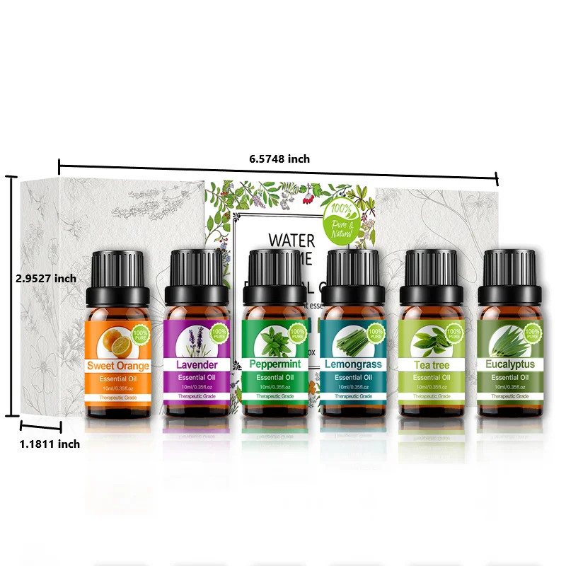 Private Label vanilla rosemary cedarwood sweet almond Organic Therapeutic Premium Grade Aromatherapy Essential Oil Set