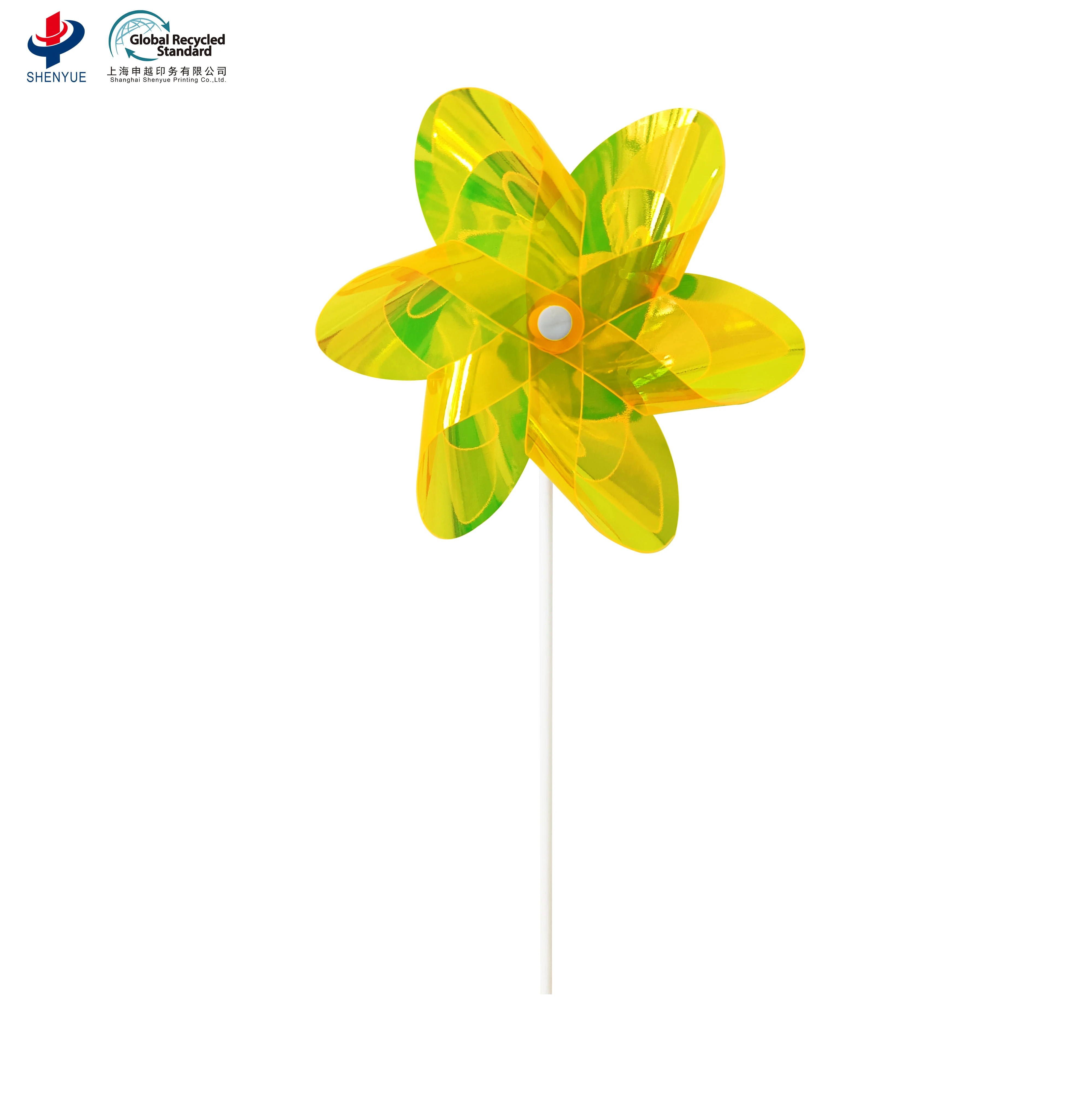 2023 6 leaves new iridescent pinwheel PET eco-friendly garden windmill decor children toy