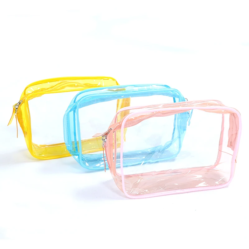 Custom Women Clear Makeup Organizer Pouches Tote Travel Toiletry Bags Transparent PVC Cosmetic Bag