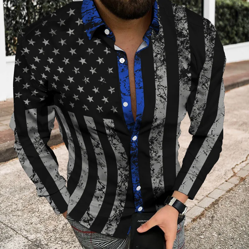 New Design Wholesale Shirts Support Dropshipping Shirt Printed Image Casual Long Sleeve Sublimation Shirts Men