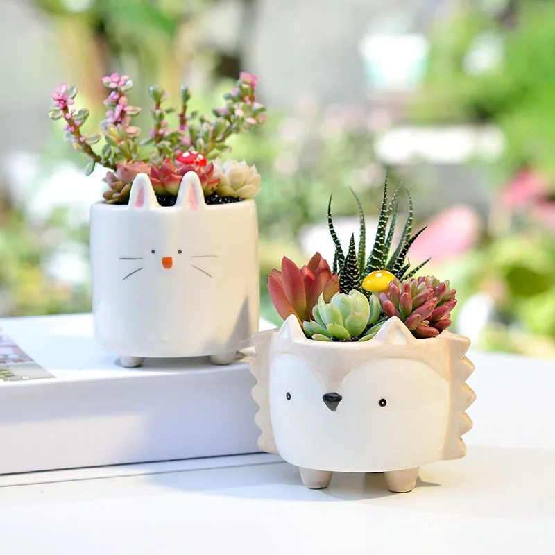 cute cartoon animal corgi shaped ceramic succulent cactus flower plant pot planter for home garden office desktop decorative