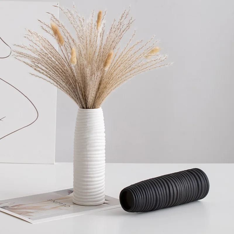 Factory supply custom logo ceramic creative modern simply ins style spiral design black and white vase