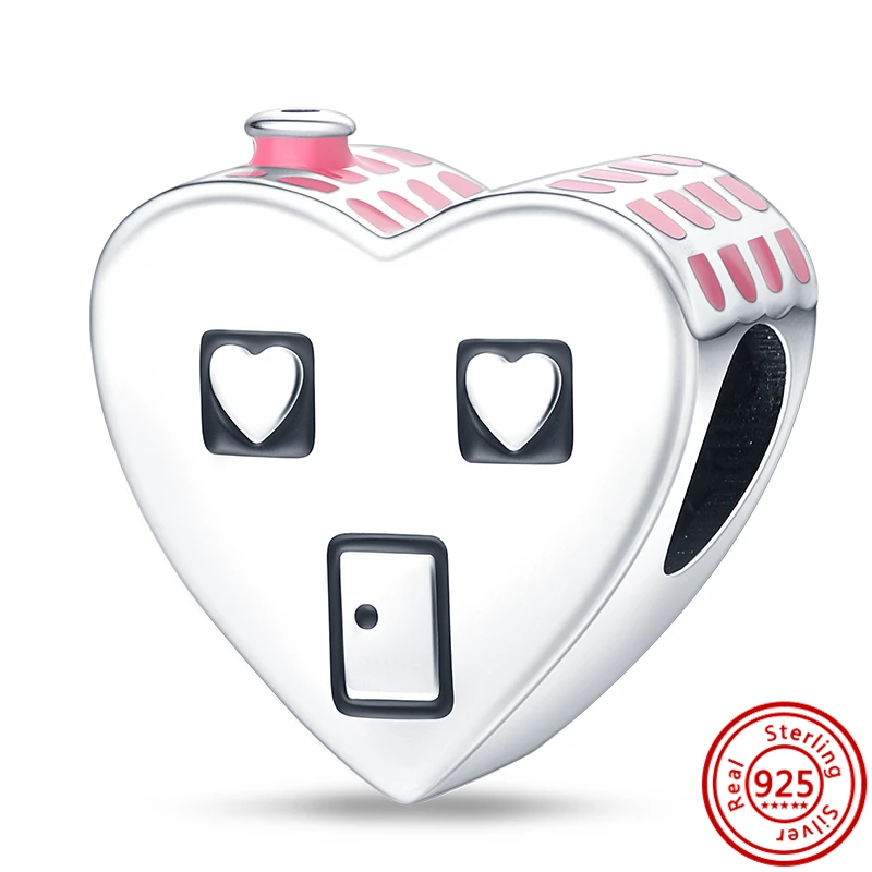 Customized 925 Sterling Silver Charms DIY bracelet for women gifts new Pink Heart bead Original charm pendant jewelry wholesale