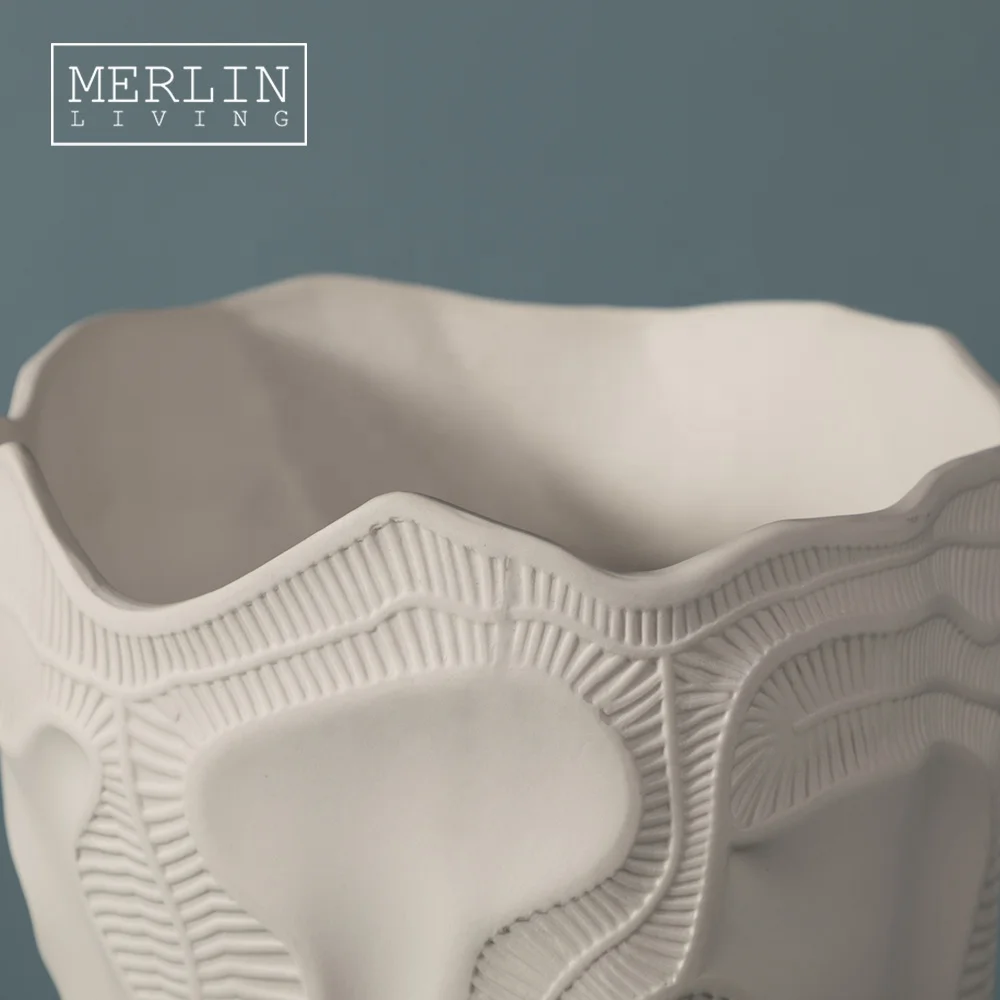 Merlin Modern Italian Colorful porcelain vases home decor wide mouth ceramic design torch tall textured nordic for flower vases