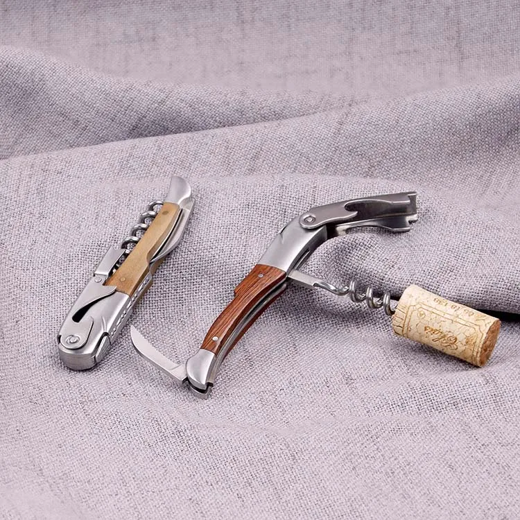 Premium Wood Handle Bottle Opener and All-in-one Sommelier corkscrew waiters corkscrew with nature olive  handle