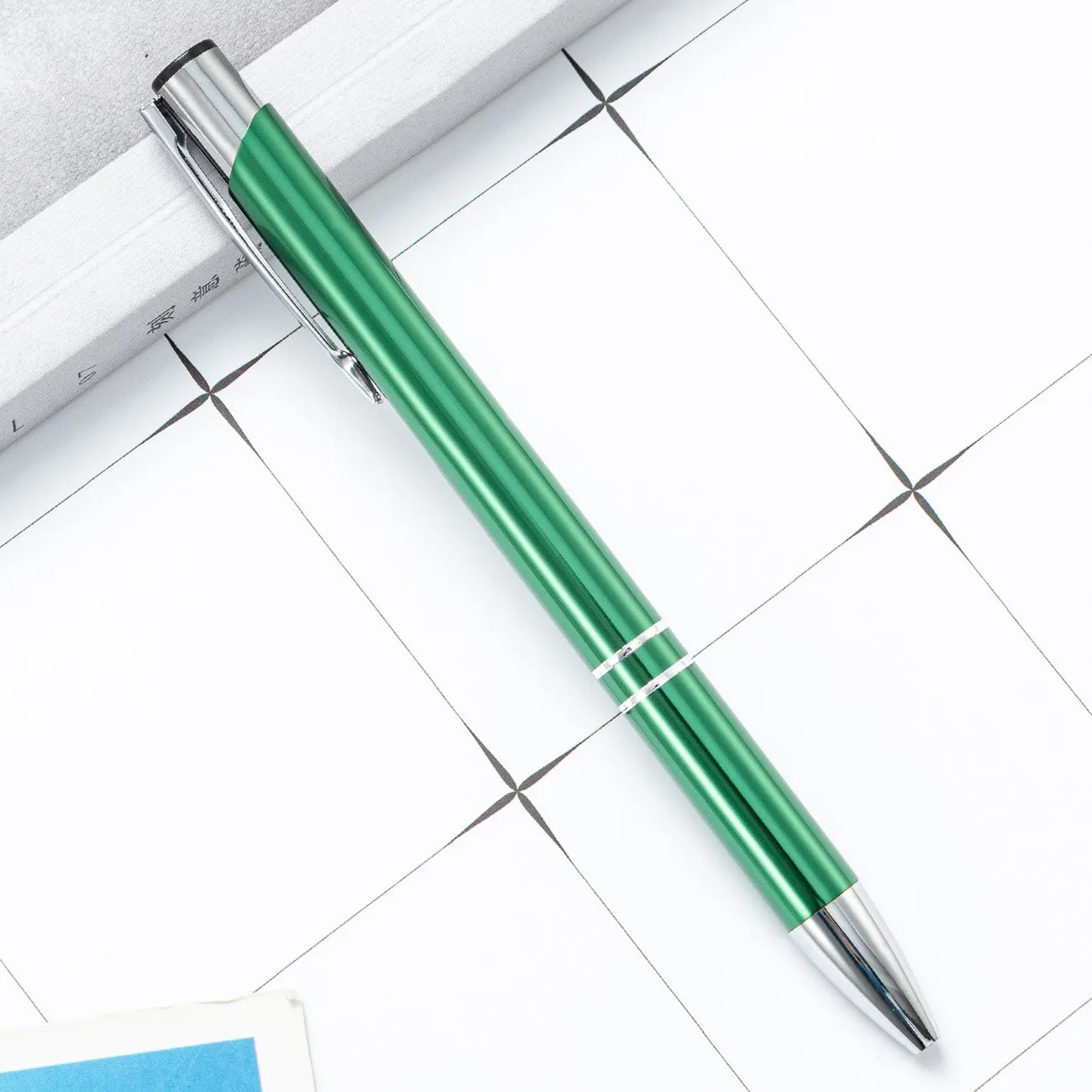 Grass Green Ball Point Pen Advertising Cheap Promotional Pen Gift Custom Metal Custom Ball Pen Personalized With Logo Print