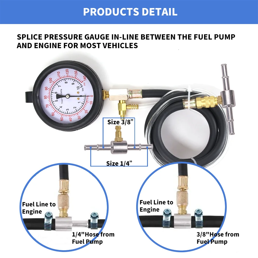 Fuel Injection Pump Diagnostic Tool Diesel Injector Injection Pressure Gauge Tester