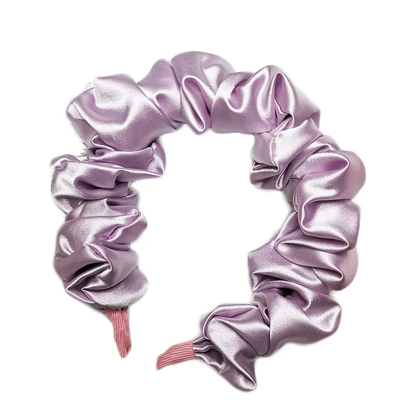 Korean Silk Solid Color Bubble Pleated Fine Head Joker Hair Accessories Purple Large Intestine Knotted Face Hair B Headdress