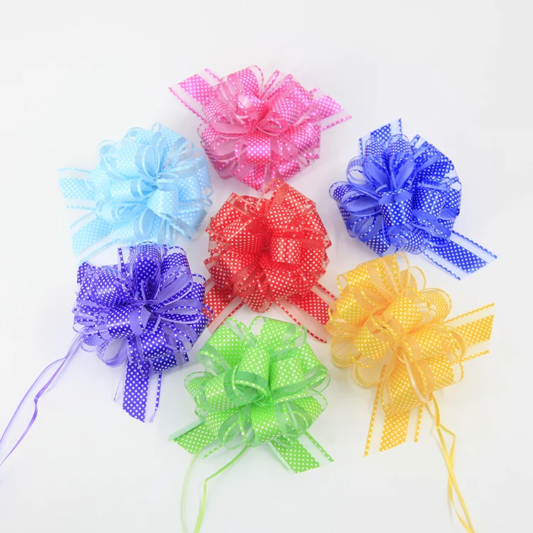 Big Colorful Plastic Ribbon Bows for Wedding and Party Car Decorations for Christmas Flower Wrapping and Gift Pull Bow Ribbon