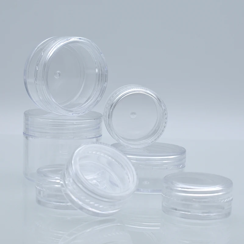 Wholesale small 15gram 10g 15g 10ml 2.5ml 3 ml 5ml transparent wax plastic cream jar oil empty tester jar with lid 3ml container