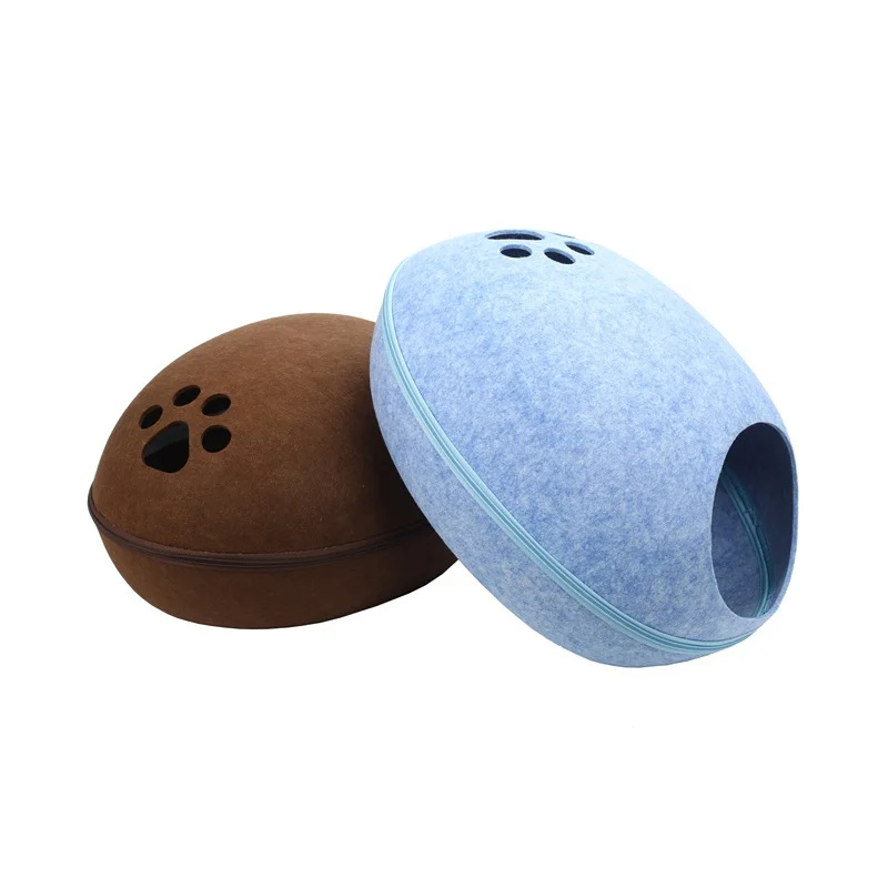 
Cheap factory price Cat Bed Sleeping Bag Zipper Egg Shape Felt Cloth Warm Pet House All Around Nest 