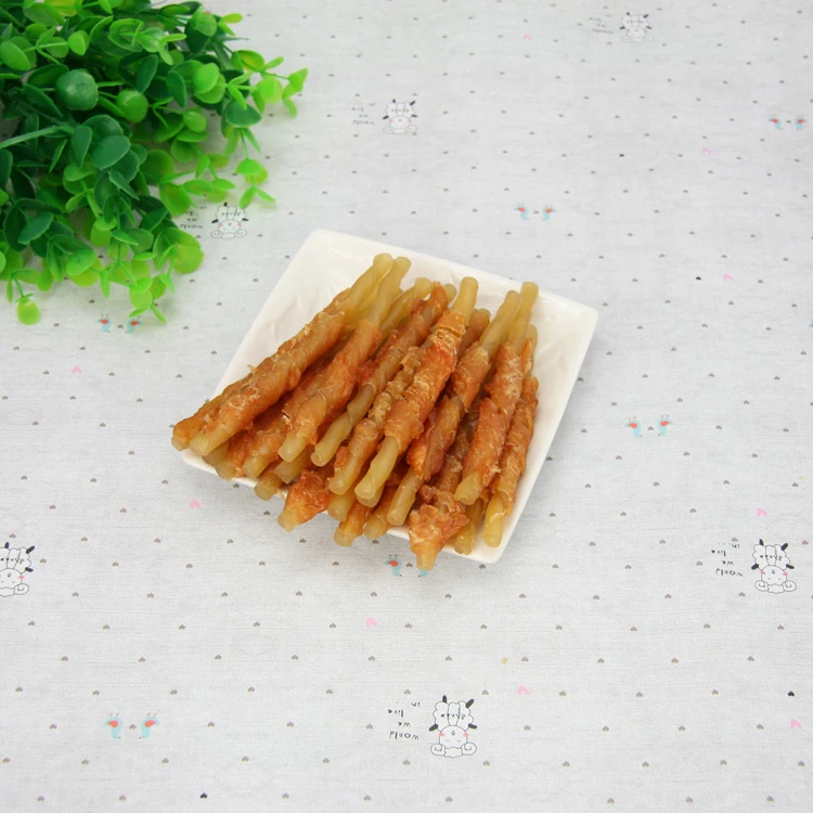 OEM  Savory Chicken Wrap Cowhide Stick  Dog Dental Chew Snacks Dog Food Production Pet Products