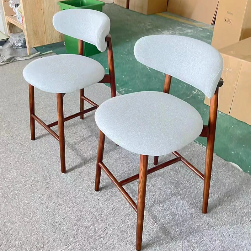 Nordic modern design bar stool high chair solid wood foot linen fabric restaurant chair for hotel dining kitchen
