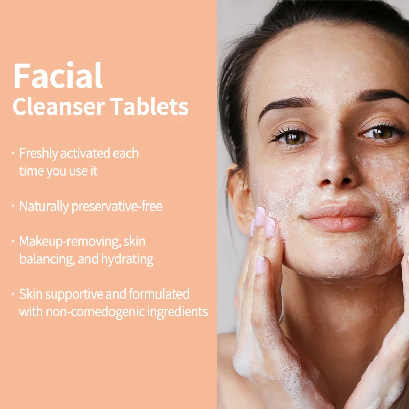 OEM skin care cleansing waterless vegan solid face wash facial cleanser tablets for men women