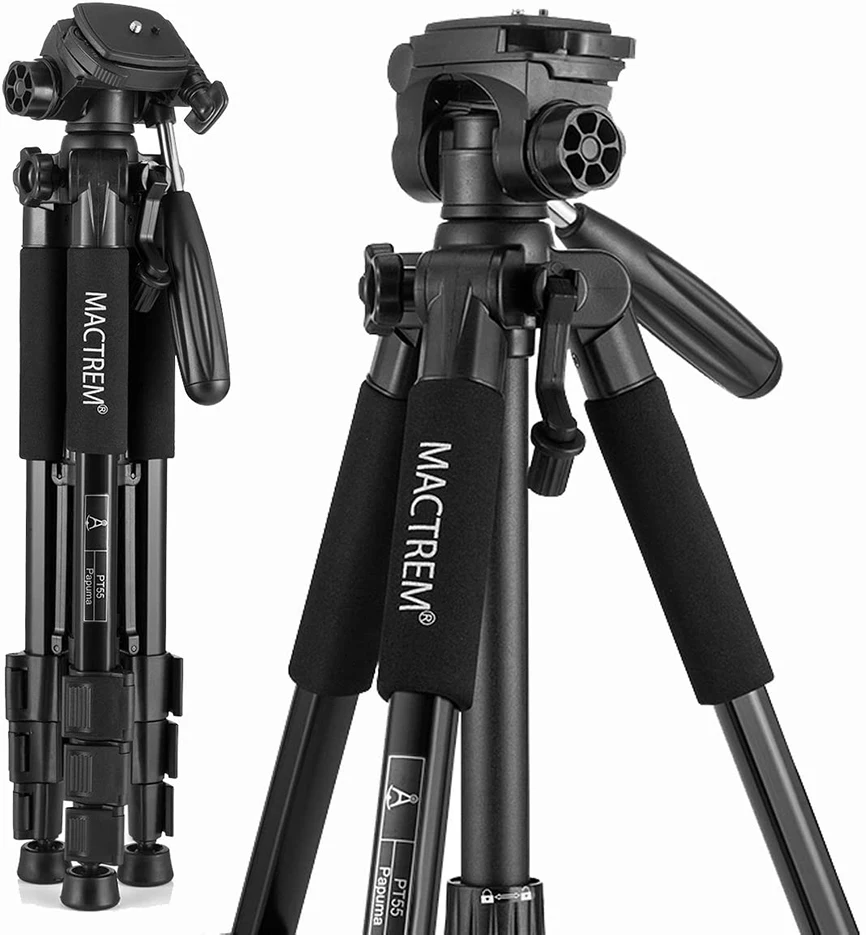 
Mactrem PT55 Travel Camera Tripod Lightweight Aluminum for DSLR SLR Canon Nikon Sony Olympus DV with Carry Bag -11 lbs(5kg) Load 
