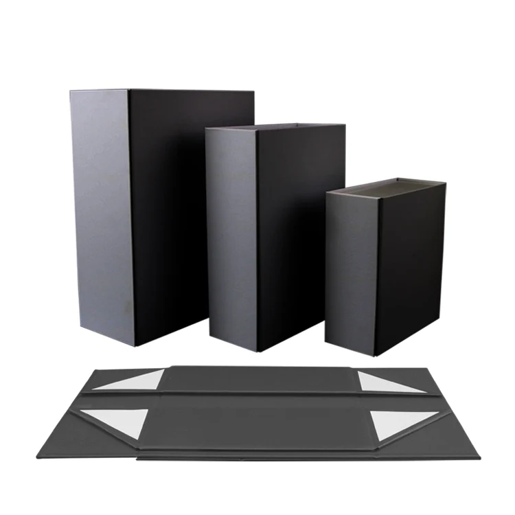 Luxury Black Shaped Rigid Cardboard Foldable Gift Box Custom Print Paper Clamshell Magnetic Gift Boxes
