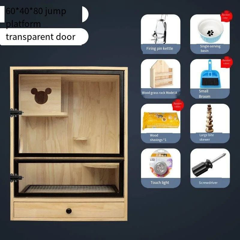 Solid wood chinchilla cabinet cage Wooden villa ice nest cage