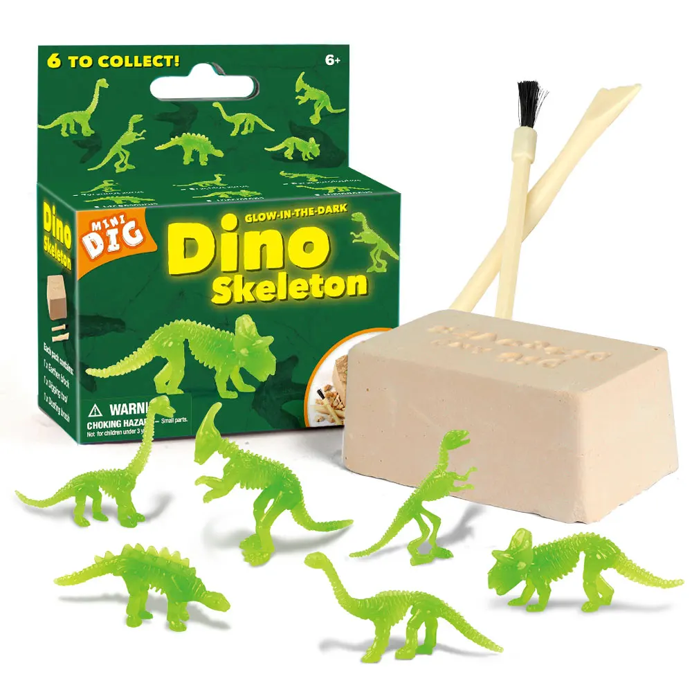 Cheap Mini Dinosaur Dig Kit CPC/CCC Safety Kids Toy fluorescence Dino science kit toys for child Archaeology Excavation kit
