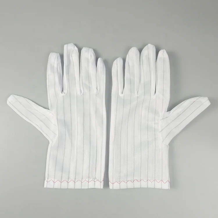 JEJOR Lint Free 5mm Stripe Polyester Knitted Cleanroom Work ESD Antistatic Hand Gloves