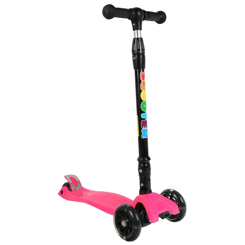 
Foldable Children Kids T-bar Push Foot Scooter/ Three Flashing Wheels Kick Scooter for kids 