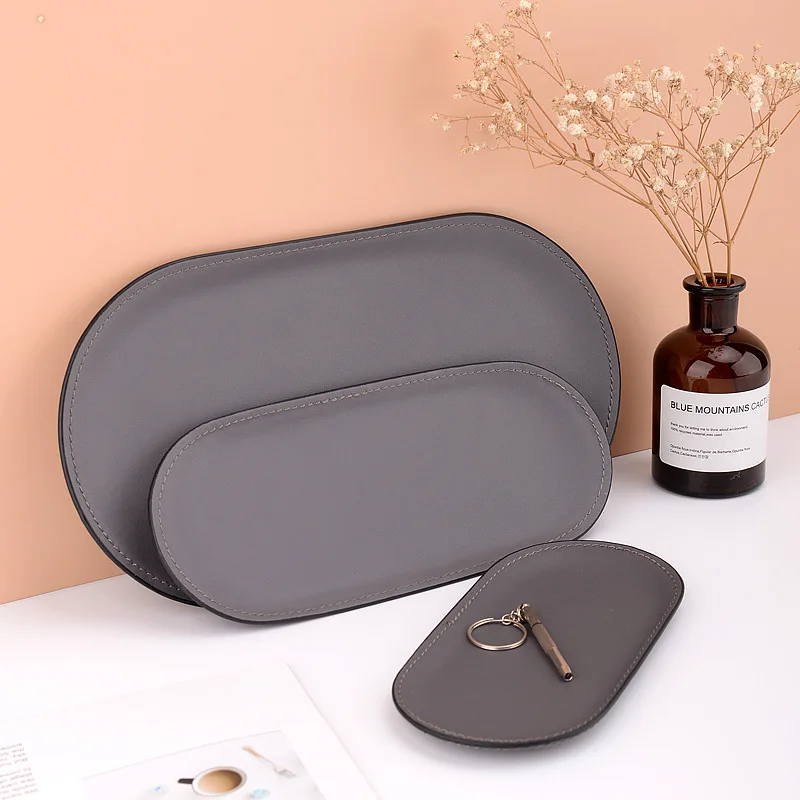 New Arrival Home Living Room Door Entrance Small Object Accessories Storage Tray Decor Desktop Cosmetic Key Leather Tray Storage