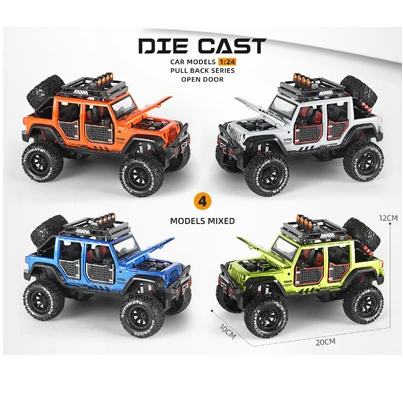 1:24 sound and light collision Cross-country Car double pull back diecast off-road car toy
