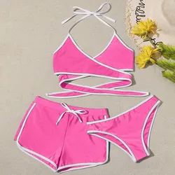 New products top quality, shiny fabric with mesh young kids girls swimwear/
