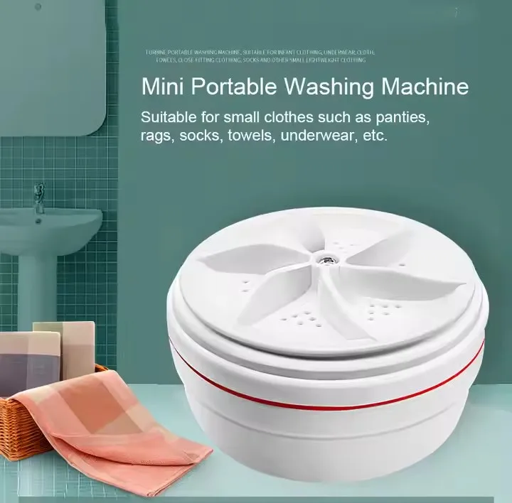 Household 2kg Small Portable Washing Machine Mini Shoe Washer Ultrasonic Turbo Rotating Convenient Cleaning Usb Cable Charging