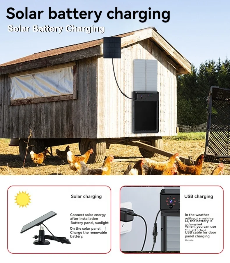 New Design CE WIFI Camera Remote Monitoring APP Automatic Chicken Coop Door With Solar Charging Intelligent Chicken Coop Door