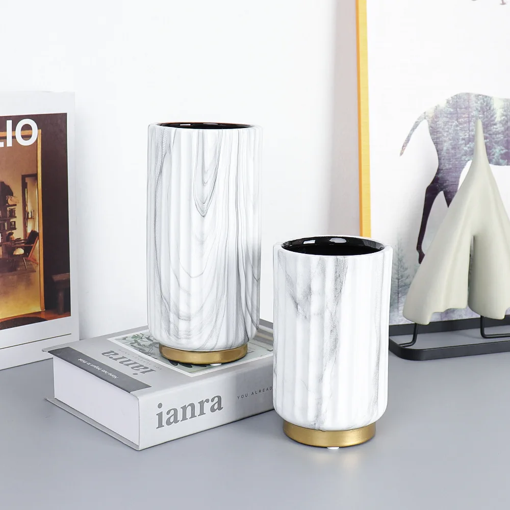 Nordic luxury marble home livingroom decor flower arrangement minimalist ceramic & porcelain vases